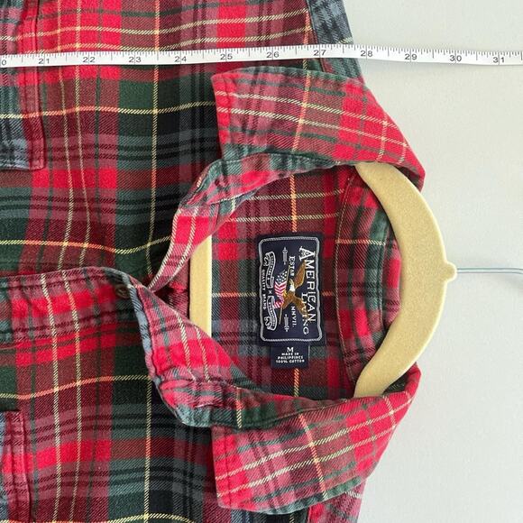 American Living vintage Red Green flannel button down Plaid Shirt cabincore - Picture 7 of 8